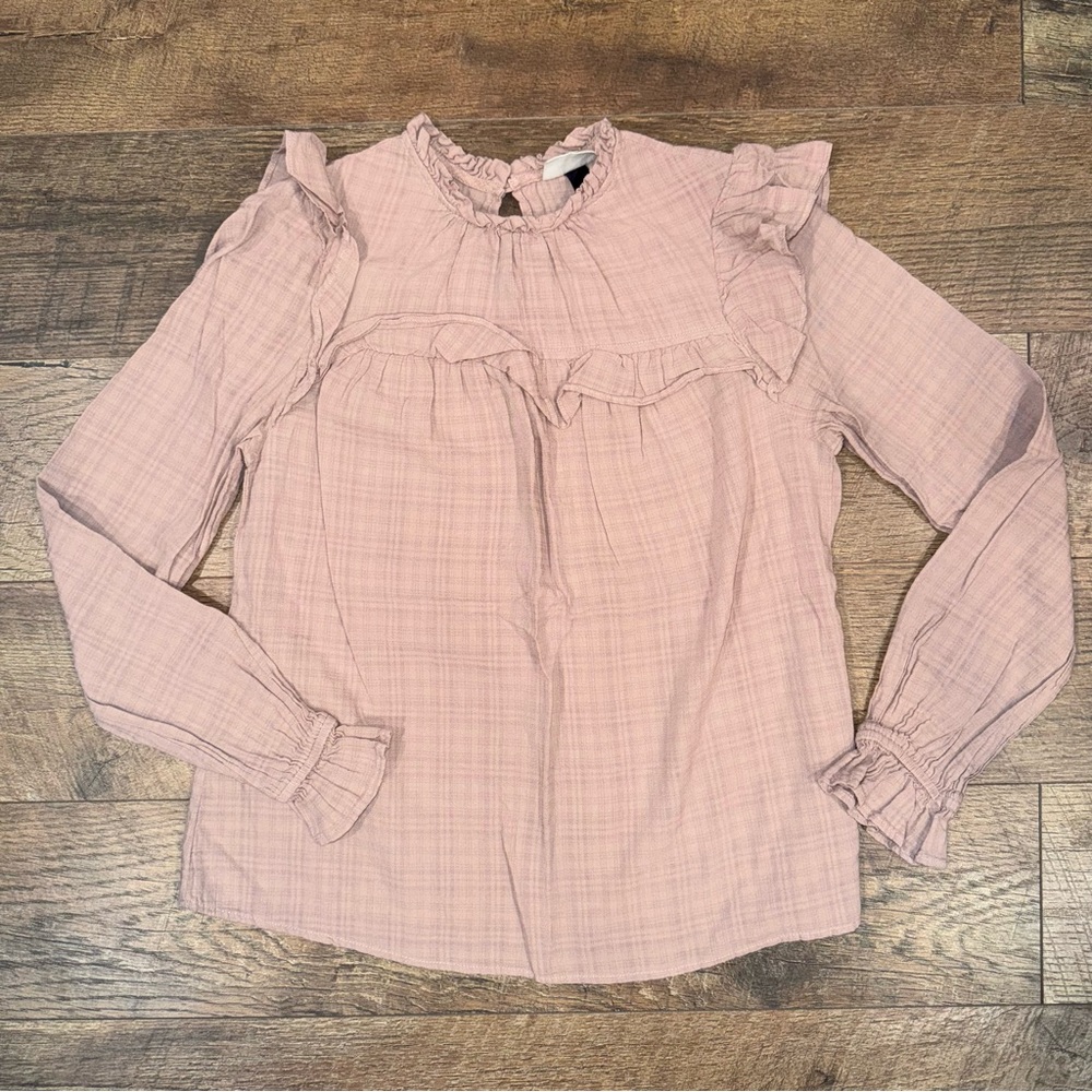 Universal Thread Dusty Rose Long Sleeve Peasant Ruffle Top